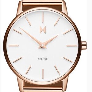 💕MVMT mesh Rose-Toned Watch with White Dial